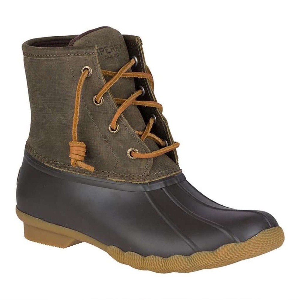 Sperry Saltwater Duck Boot Women’s 8 Black Green Waterproof STS99729